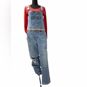 Style & Co Distressed Denim Overalls Size L